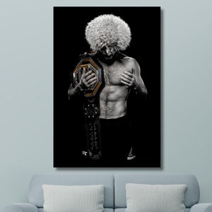 Khabib Nurmagomedov Ready to Hang Canvas Wall Art,UFC Wall Art Khabib Nurmagomedov Canvas Wall Art Frame MMA | Khabib Nurmagomedov Art Print