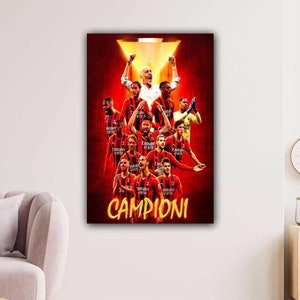 AC Milan Canvas Wall Art, AC Milan Champions Serie A 2022,Milan Canvas , Serie A Wall Art,Gift for Kids,Football Poster,AC Milan Poster