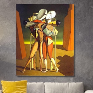 Giorgio De Chirico Print, Hector and Andromache by Giorgio De Chirico READY to Hang Canvas Wall Art, Cubism Poster, Home Decoration Print