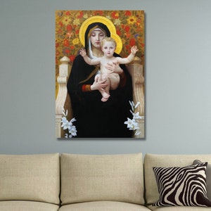 Die Madonna der Lilien Wandkunst, William-Adolphe Bouguereau Leinwand Gemälde, Die Madonna der Lilien Poster Druck, fertig zum Aufhängen der Leinwand