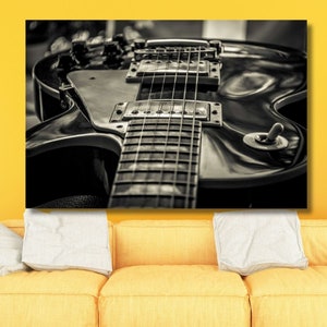 Sztuka ścienna z gitarą elektryczną Sztuka ścienna z gitarą Muzyka Płótno Dekoracja gitary elektrycznej Wydruk gitary, Plakat gitary elektrycznej, Gotowy do powieszenia wystrój płótna