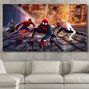 Spiderman Verse Miles Morales Poster,Miles Morales Canvas,Spiderman Canvas Print ,Spiderman Poster,Marvel Poster,Gift for Kids,Ready to Hang