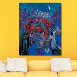 Póster de la exposición de Marc Chagall, Marc Chagall ROSES WALL ART, Exposición de Marc Chagall, Museo de Arte Moderno, Impresión de póster de exposición vintage