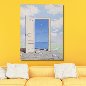 Arte de parede de Rene Magritte, tela de porta, artes de Rene Magritte, tela de Rene Magritte, impressão de Rene Magritte, exposição de Magritte, tela pronta para pendurar