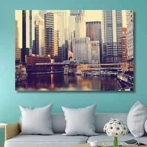 Chicago City Canvas Print Chicago City Wall Decor Trendy Wall Art Chicago Framed Wall Art Illinois Printing Wall Illinois Modern Wall Art
