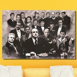 Famous Gangster Wall Art,Legend Gangsters Poster Art,Canvas Wall Art,Godfellas Poster,Large Wall Art,Luxury Wall Art,Ready To Hang Canvas
