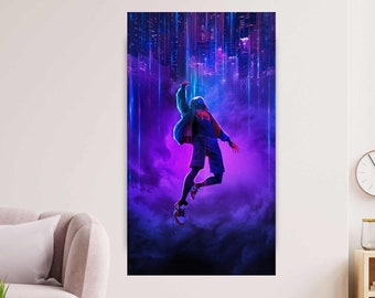 Spiderman Verse Poster Miles Morales Canvas,Miles Morales Poster,Spiderman Print ,Spiderman Poster,Marvel Poster,Gift for Kids,Ready to Hang