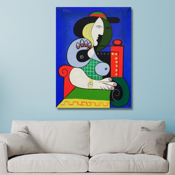 Pablo Picasso Femme a la Montre Canvas,Modern Fine Art Print,Home Decor,Canvas Art,Picasso Art Gallery,Picasso Portrait Art Ready To Hang