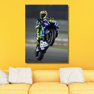 Valentino Rossi Poster,Kids Gift,Moto GP Superbike Prints,Man Cave Decor,Rossi Front lift on Motorcycle,Valentino Rossi,MotoGP,Ready To Hang