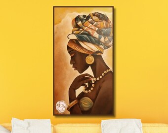 African Wall Art Black Woman Canvas,Abstract African Girl Canvas Paintings Wall Art Pictures,Black Canvas,Wall Decor, African Art,Home Decor