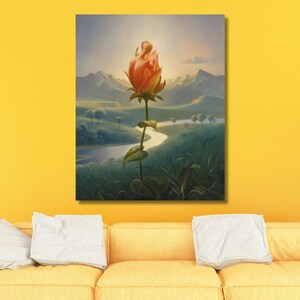 Toile rose Vladimir Kush, surréaliste, Musique des bois, toile Catherine La Rose, toile Vladimir Kush, peinture surréaliste, toile prête à accrocher