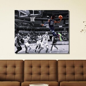 Ja Morant Dunk-poster, Ja Morant Dunk-canvasposter, Dunk-afdrukkunst, NBA-canvas, Ja Morant-afdruk, kamer wanddecoratie, kunst aan de muur basketbal