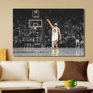 Lienzo decorativo para pared de Stephen Curry, póster de Buzzer Beater, arte de pared extragrande, póster de Stephen Curry, regalo para fanáticos del baloncesto, lienzo listo para colgar