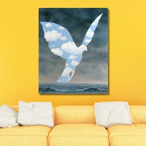Rene Magritte Arts, Rene Magritte Wall Art, Bird Canvas, Rene Magritte Canvas, Rene Magrite Print, Magritte Exhibition, Ready To Hang Canvas
