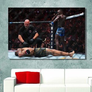 Impresión de lienzo/póster de la celebración del KO de Israel Adesanya en la UFC con arco y flecha de Alex Pereira, campeón de la UFC: The Last Stylebender, listo para colgar