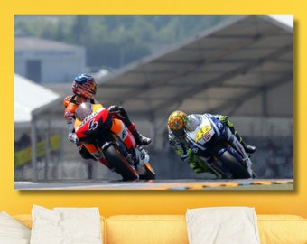 Valentino Rossi Print, Kids Gift,Moto GP Superbike Rossi Arts,Man Cave Decor,Rossi Front lift on Motorcycle,MotoGP, Ready To Hang Canvas Art