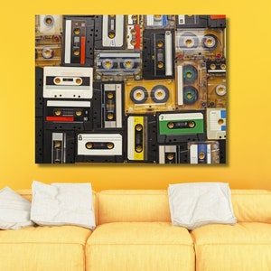 Cassette Canvas Wall Art Retro Audio Cassette Tapes Large Canvas Print Retro Wall Art Cassette Art Cassette Poster Cassette Photo Artwork