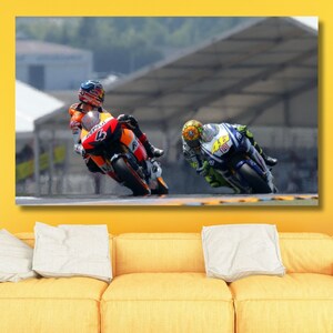 Valentino Rossi Print, Kids Gift,Moto GP Superbike Rossi Arts,Man Cave Decor,Rossi Front lift on Motorcycle,MotoGP, Ready To Hang Canvas Art