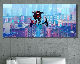 Miles Morales Spider-Man Print,Into the Spider-Verse Poster,Spiderman Into the Spider-verse Painting,Minimalist Movie Poster,Ready To Hang