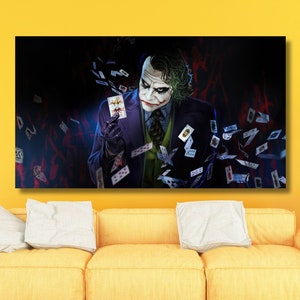Joker en kaarten poster, Joker klaar om op te hangen canvas muurkunst, Joker schilderij extra grote muurkunst, Joker muur decor komische poster klaar om op te hangen