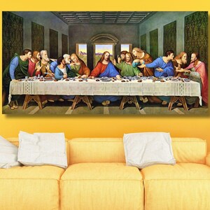 The Last Supper by Leonardo Da Vinci, Famous Table, Last Dinner Wall Art, Da Vinci Print, Da Vinci Painting,Vintage Print Classical Wall Art