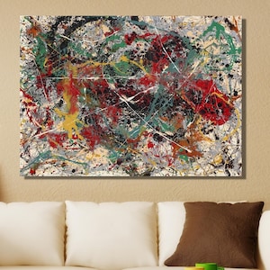 Jackson Pollock Art, Arte murale extra large, Arte murale di Jackson Pollock, Decorazione murale su tela astratta, Poster, Stampa artistica, Dipinto, Pronto da appendere