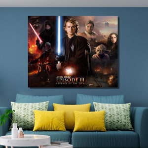 Starwars Anakin vs Obi Wan poster canvas muurkunst, Anakin Skywalker print kunst, Clone Wars, Darth Vader, Luke Skywalker, Obi Wan Kenobi poster kunst