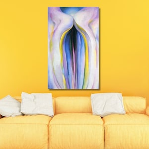 Georgia O&#39;Keeffe Grey Line With Black, Blue And Yellow (1923), O&#39;Keeffe Flower Canvas Print,Georgia OKeeffe Print, Gift,Ready To Hang Canvas