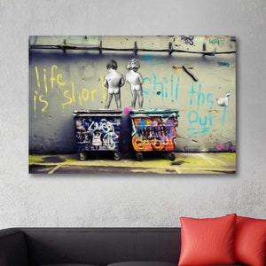 Banksy Life Is short Chill the Duck Out Wall Arts Canvas,Graffiti Canvas Decors,Banksy Wall Arts,Canvas Kids Wall Decor,Graffiti Home Decors