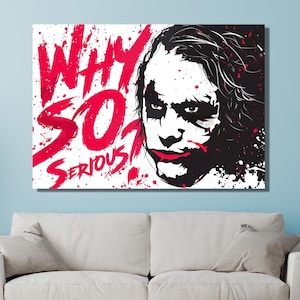 Joker Poster Why So Serious, Joker Painting, Joker Canvas Wall Art, Joker Print, Extra Large Wall Art, Joker Wall Art ,Ready To Hang Canvas