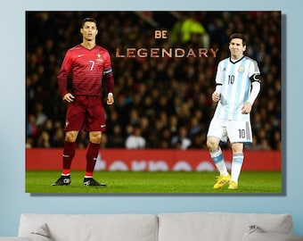Football Legends Messi Canvas & Ronaldo Wall Art, Football Legends Poster, Soccer Player Poster, Football Wall Art,Sport Home Decor Wall Art