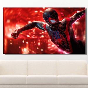 Spider-Man Print, Across The Spider-Verse Canvas, Spider-Man Across The Spider-Verse Poster Art, Kids Room Decor Art, Ready To Hang Canvas