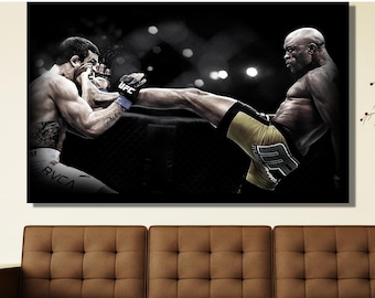 Anderson Silva Wall Art,Anderson Silva Canvas Poster,Anderson Silva Legendary Kick Print, UFC Prints, UFC Wall Art, Man Cave , Ready To Hang
