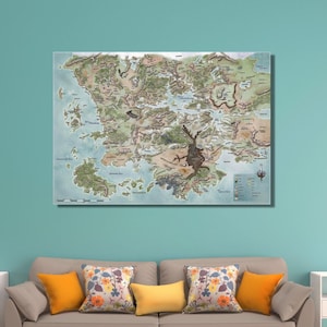 Dungeons and Dragons Print,Dungeons and Dragons Poster,Forgotten Realms Map,Map of Fearun Poster,Game Room Wall Art,Map Decor,Ready To Hang