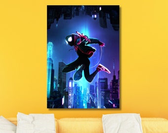 Miles Morales Print,Spiderman Verse Canvas,Miles Morales Canvas,Spiderman Print ,Spiderman Poster,Marvel Poster,Gift for Kids,Ready to Hang