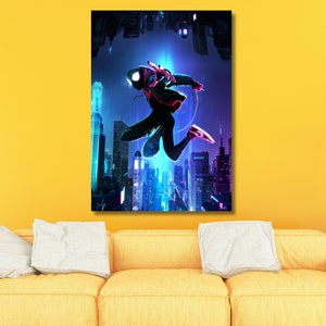 Miles Morales Print,Spiderman Verse Canvas,Miles Morales Canvas,Spiderman Print ,Spiderman Poster,Marvel Poster,Gift for Kids,Ready to Hang