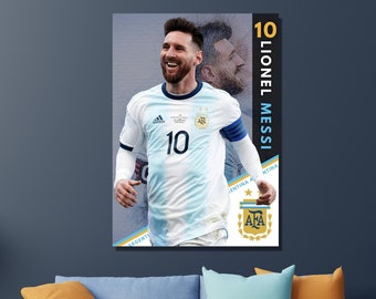 Lionel Messi Poster, Argentinien Poster, Lionel Messi Wandkunst, Lionel Messi Leinwand Wandkunst, Wohnzimmer Dekor, Manneshöhle Wandkunst, fertig zum Aufhängen