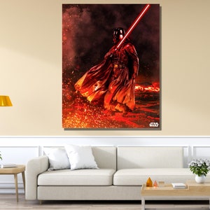 Darth Vader Starwars Poster ,Darth Vader Canvas Wall Art,  Darth Vader Print,Midnight Starwars Print,Clone Wars Poster,Ready to Hang Canvas