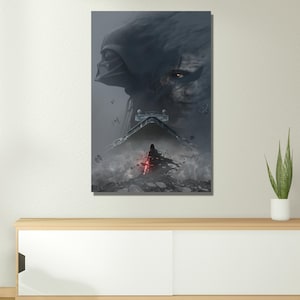 Darth Vader Effect Wall Art, Star Wars Darth Vader Poster, Darth Vader Canvas, Star Wars Black and Red Art, Red Starwars Print,Ready To Hang