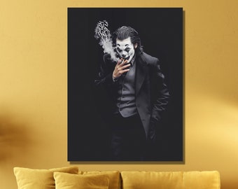 Pôster em tela do Coringa, arte de parede impressa em tamanho extra grande, arte de parede de luxo, decoração de parede de gângster, pôster de quadrinhos, pôsteres de filmes, pronto para pendurar.