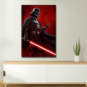 Starwars Darth Vader Print on Canvas, Darth Vader Poster, Midnight Starwars Print Art, Darth Vader Print Art, Clone Wars, Ready To Hang,Gift