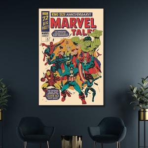Avengers Superheroes Wall Art Canvas,Avengers Poster,Marvel Poster,Spiderman Poster,Vintage Poster,Comic Book Poster,Avengers Vintage Poster