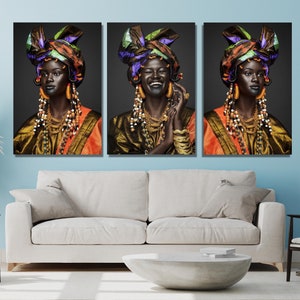 African Wall Art Black Woman Canvas,Abstract African Girl Paintings Pictures,Black Canvas Decor, African Art,Home Decor,Ready To Hang Canvas