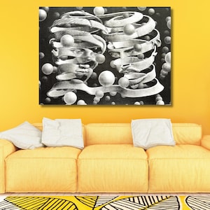 M.C. Escher Wall Art Bond Of Union Canvas,M.C. Escher Print, MC Escher Poster,MC Escher decor, Escher Reproduction Museum ExhibitioN Canvas