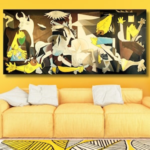Pablo Picasso Guernica Art, Guernica Wall Art, Guernica Blanco y Negro, Pablo Picasso la Guernica Canvas, Guernica Canvas, Listo para colgar lienzo