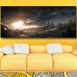 Avengers Battlefield Poster, Captain America Vs Thanos Avengers Poster,Extra Large Wall Art,Kids Room Wall Art,Kids Room Decor,Ready to Hang