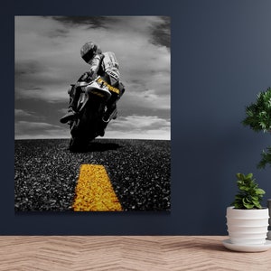 Valentino Rossi Canvas,Kids Gift,Moto GP Superbike Prints,Man Cave Decor,Rossi Front lift on Motorcycle,Valentino Rossi,MotoGP,Ready To Hang