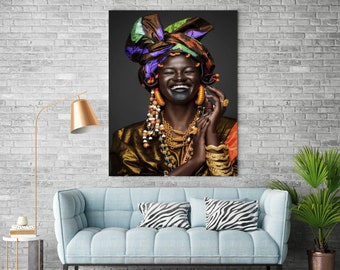 African Canvas Black Woman Wall Art,Abstract African Girl Canvas Paintings Wall Art Pictures,Black Canvas,Wall Decor, African Art,Home Decor