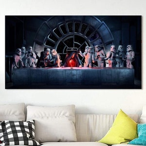 Last Supper Legend StarWars Movie Characters Poster,Darth Vader Poster,Kylo Ren Canvas Print,Kids Wall Art,Man Cave Decor,Ready to Hang Art