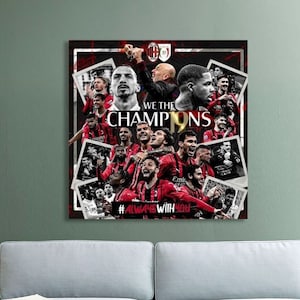 Milan Champions Poster Serie A 2022,Milan Canvas , Serie A Wall Art,Gift for Kids,Football Poster,AC Milan Canvas Wall Art, AC Milan Poster